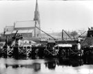 View: c00201 Runcorn: Transporter Bridge jetty under construction 	