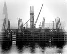 View: c00211 Runcorn: Transporter Bridge, tower base under construction 	