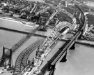 View: c01127 Runcorn: aerial view of the three bridges, looking towards Runcorn	