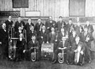 View: c04107 Widnes: Widnes Brass Band, Mick Adams father is holding drum 	