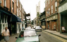 View: c04212 Knutsford: King Street, Gaskell Memorial Tower on the right 	